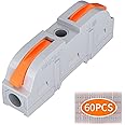 RVBOATPAT 60 PCS Lever Wire Connectors,1 to 1 Inline Electrical Wire Connector,Lever Nuts Wire Connectors 1 Conductor Combina
