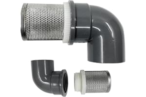 COTONLAKE DN20 inch stainless steel filter cover connected to 90 degree elbow 3/4" PVC DN20 water pipe, pvc pipe screens suction strainer used to remove debris and reduce solid entry(1pcs)