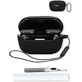 Case for JBL Endurance Race 2 True Wireless in Ear Earbuds,Soft Protective,Shockproof, BOVUGAC Silicone Case Cover with Keychain & Cleaning Kit & Lanyard-Black
