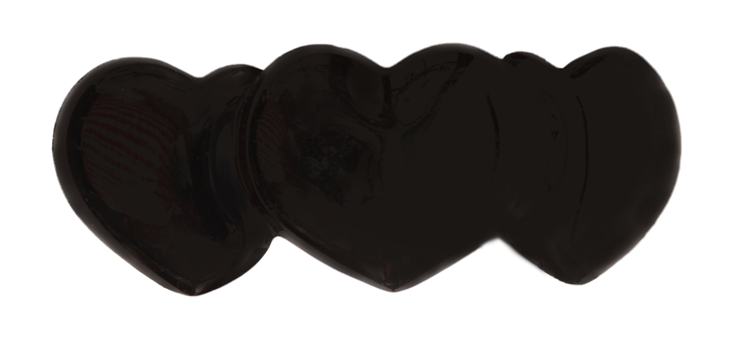 Caravan Black French Automatic Barrette in 3 Heart Design
