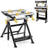 ERGOMASTER Portable Workbench, Folding Work Table with 8pcs Clamps, 220 Lbs Weight Capacity, Aluminum and Steel Frame