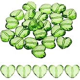 DICOSMETIC 30Pcs Acrylic Heart Beads Green Faceted Heart Beads Transparent Loose Bead Large Faceted Craft Bead for Bracelet Necklace Earring Jewelry Making,Hole: 3mm