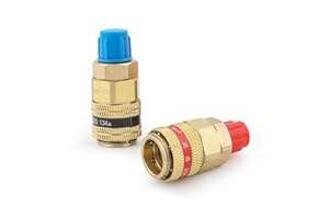 HONGSEN Hong Sen R134a Quick Coupler Adapter, HS-12B High & Low Pressure Connectors for Car AC Systems, 1/4" SAE Thread, Ideal for Evacuation & Recharging, Set of 2