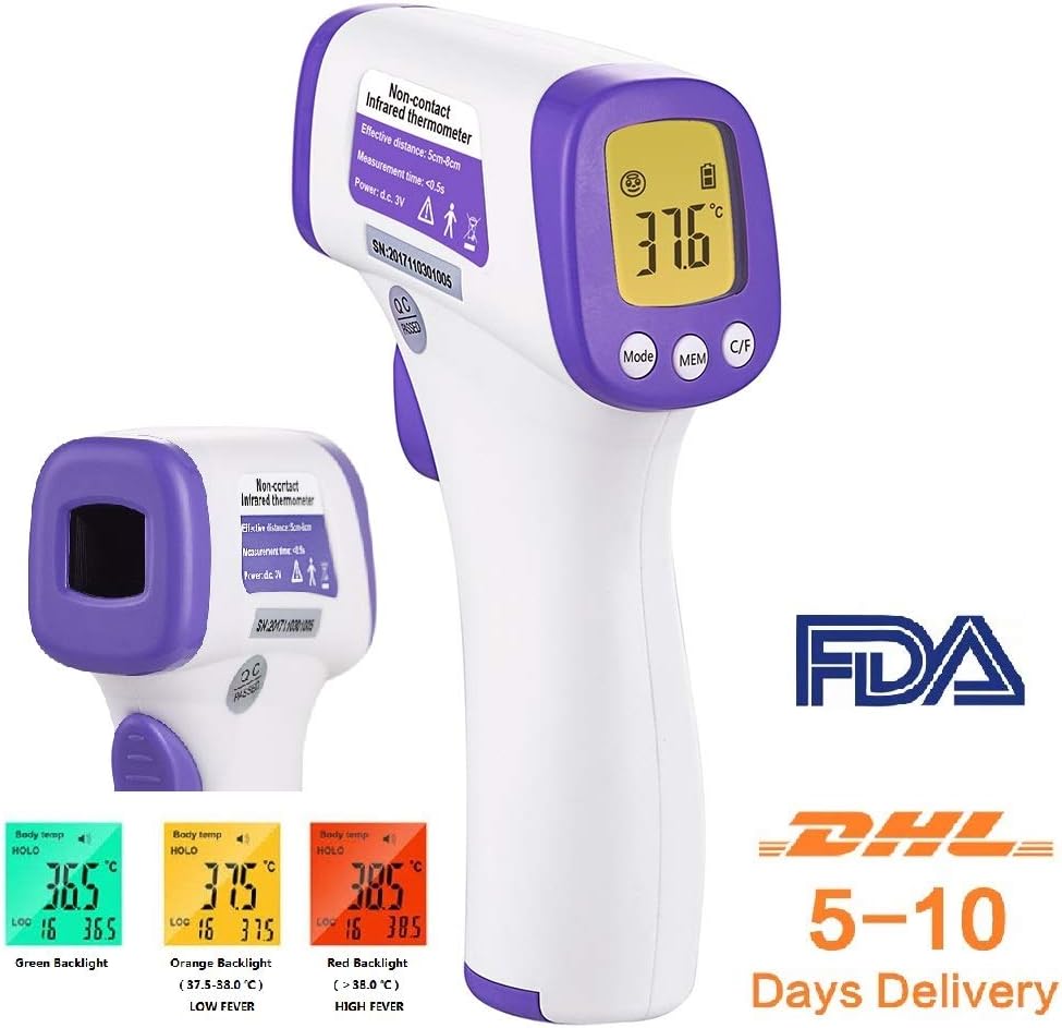 SOMAN Forehead Thermometers,Infrared Digital Thermometer Gun for Kids and Adults, High Accurate Readings Non-Contact Thermometer for School Office Hospital Use,FDA and CE Approved