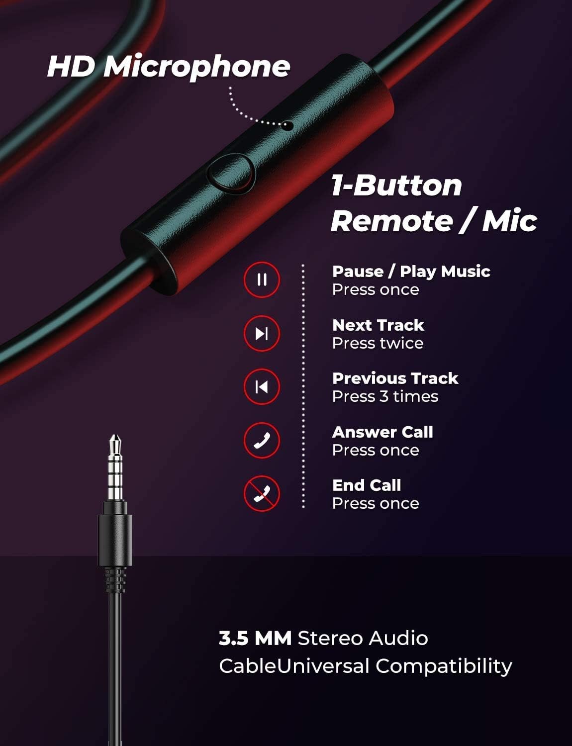 iClever HS18 Over Ear Headphones with Microphone, Lightweight Stereo Headphones - Image 4