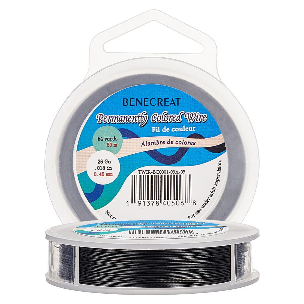 BENECREAT 50m 0.45mm 7-Strand Black Nylon Coated Craft Jewelry Beading Wire Tiger Tail Beading Wire for Necklaces Bracelets Ring — image 1