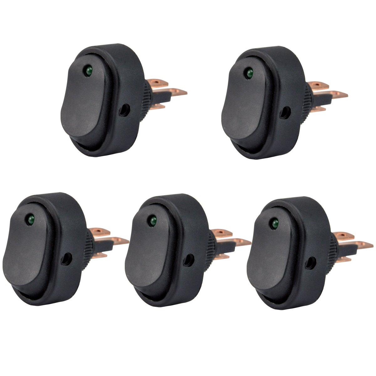 Amazon.com: AutoEC 30 Amp 12 Volt Green LED ON-OFF Rocker Switch Toggle  Triangle Plug Switch For Car Motorcycle Boat Marine 5-pack: Automotive