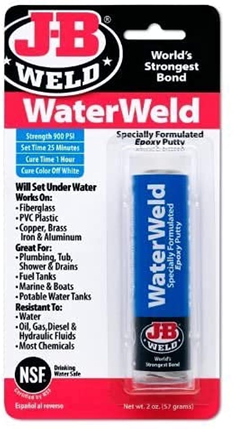 J-B Weld 8277 WaterWeld Underwater Epoxy Putty, Size: 57 g (2 oz)
