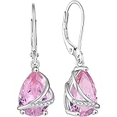 Rocayi Birthstone Dangle Drop Earrings for Women 925 Sterling Silver Teardrop Leverback Earrings Jewelry Gifts for Wife Mother Her