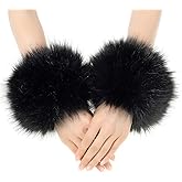 Fancylovesotio Faux Fur Arm Warmers Wrist Cuffs Winter Furry Hand Warmers for Cold Weather Party Costume
