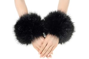 Fancylovesotio Women's Faux Fur Arm Warmers Wrist Cuffs Winter Bands Furry Warmer Party Costume