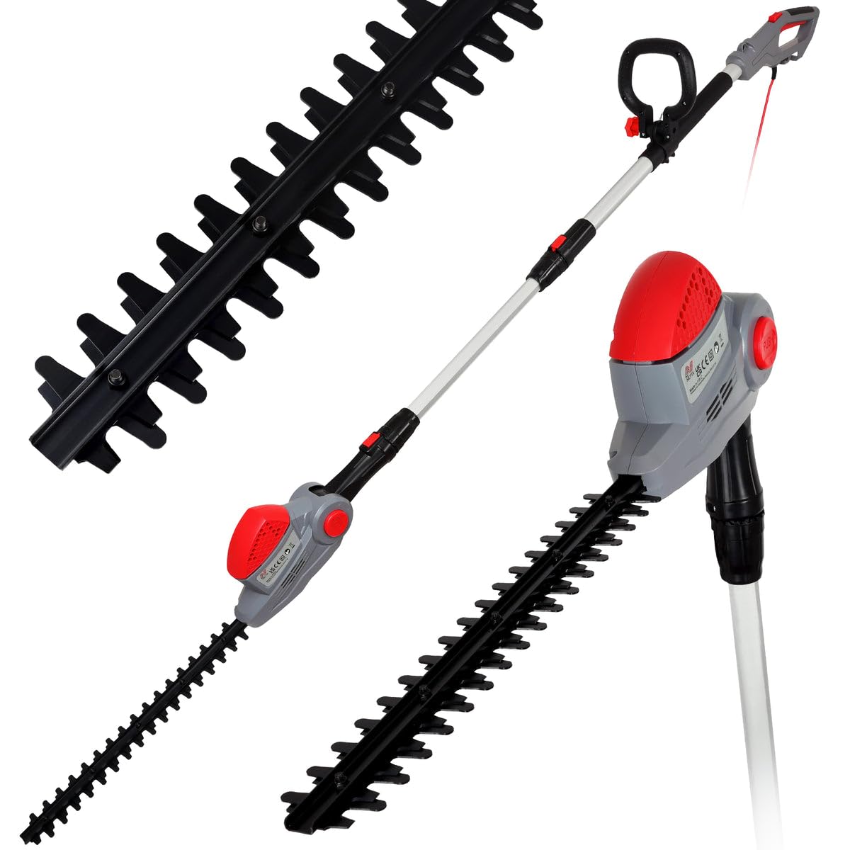 NETTA Pole Hedge Trimmer Long Reach - 550W Electric Hedge Trimmer Telescope, 2.7m Extendable Tree Trimmer - 135° Adjustable Head, 10m Cable - 45cm Blade Electric Garden Trimmer & Tree Cutter