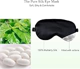 ECHOLLY Sleep Mask 100% Mulberry Silk with Travel Pouch & Ear Plugs (Black) view 2