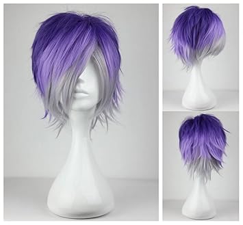 Silver And Purple Hair Short