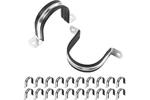 JDHGSHL 2 Inch Reinforced Rigid Pipe Strap, 20 PCS 2 Holes U Bracket Cable Clamp Hanger, Rubber Cushioned Insulated Clamp, Conduits Strap Clamps for Pipe Fixing on Various Surfaces(50mm)