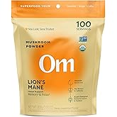Om Lion’s Mane Mushroom Powder - Organic Mushroom Supplement and Nootropic - Support Memory, Focus and Nerve Health, 7.05 oz (100 Servings)