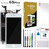 for iPhone 6S Plus Screen Replacement White 5.5" LCD Display with 3D Touch Screen Digitizer Full Assembly + Front Camera + Earpiece + Free Screen Protector + Repair Tools Kit (White)