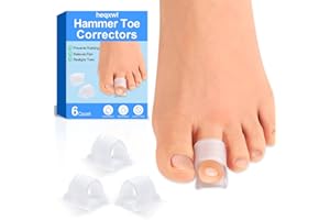 HEQXWL Hammer Toe Corrector, 6 Pack Toe Spacers, Toe Straighteners for Curled Toes, Bunion Corrector for Preventing Rubbing & Relieve Pressure (3 Sizes in One Set)