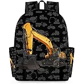 OMFUNS Excavator Truck Kids Backpack for Boys Girls Cool Car Preschool Toddler Backpack Kindergarten Nursery Bookbag Travel Children Lightweight School Bag