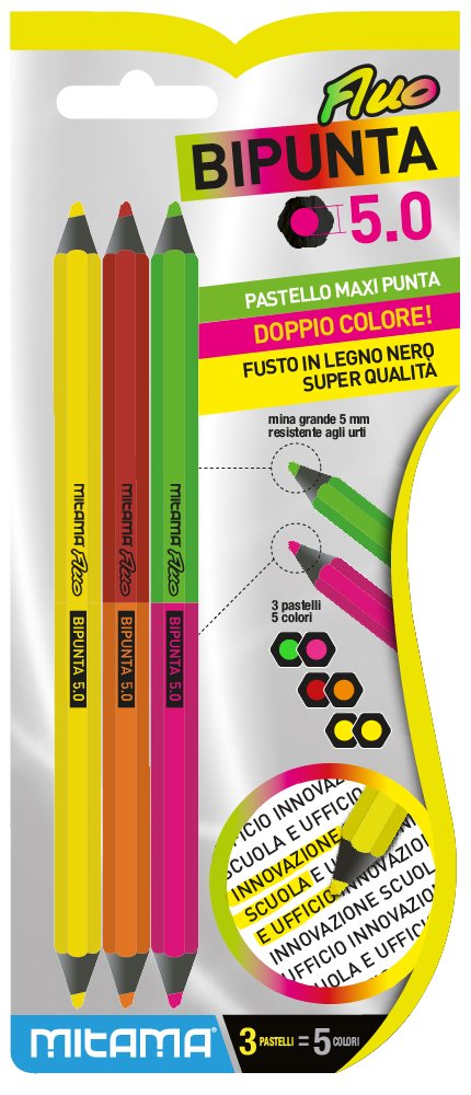 Mitama 61919 Pastel Fluo Duo Point Jumbo Pencil, Pack of 24