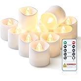 Homemory 12Pack 400+Hour Remote Control Flameless Candles, 2/4/6/8H Timer Led Votive Candles, Battery Operated Tea Lights for Wedding Table Centerpiece, Holidays, Halloween Pumpkins, Christmas Decor