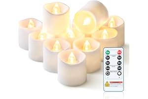 Homemory 12Pack 400+Hour Remote Control Flameless Candles, 2/4/6/8H Timer Led Votive Candles, Battery Operated Tea Lights for Wedding Table Centerpiece, Holidays, Halloween Pumpkins, Christmas Decor