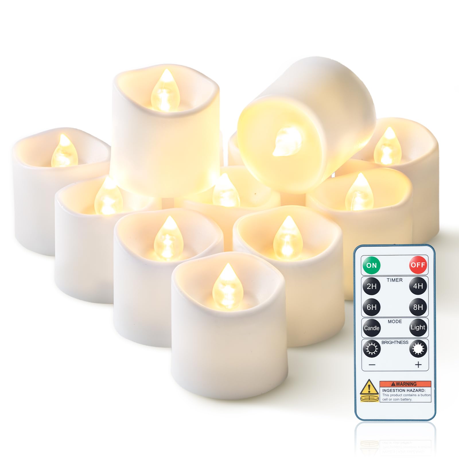 Photo 1 of Homemory 12Pack 400+Hour Remote Control Flameless Candles, 2/4/6/8H Timer Led Votive Candles, Battery Operated Tea Lights for Wedding Table Centerpiece, Holidays, Halloween Pumpkins, Christmas Decor