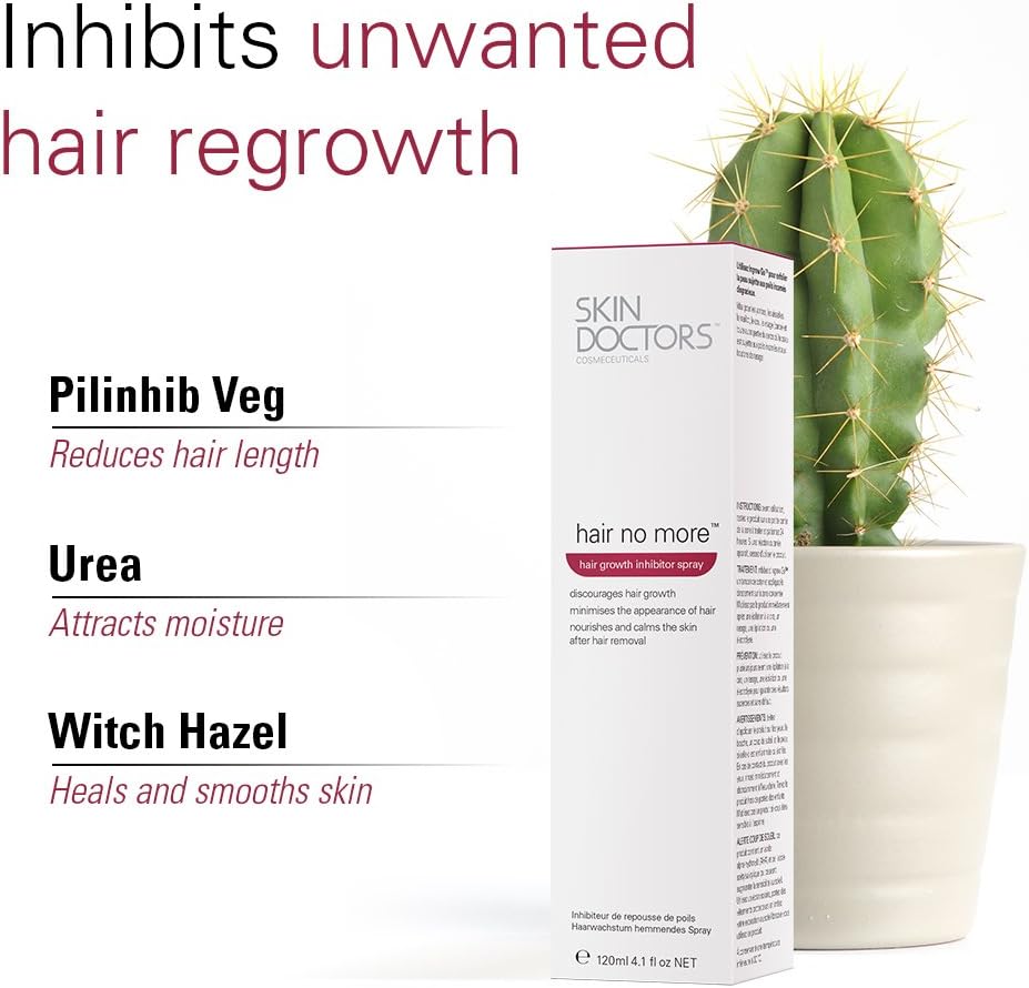 Skin Doctors Hair No More Inhibitor Spray, painless hair removal, after shaving, waxing, epilating, slows hair growth and nourishes the skin. For use on legs, bikini line, underarm and face - 120ml - Image 4