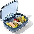 KANGYAN 3 Compartment Pill Box, Moisture Proof Pill Case, Travel Pill Organizer for Pocket Purse, Daily Portable Medicine Vitamin Box, Fish Oil Box, Supplement Box