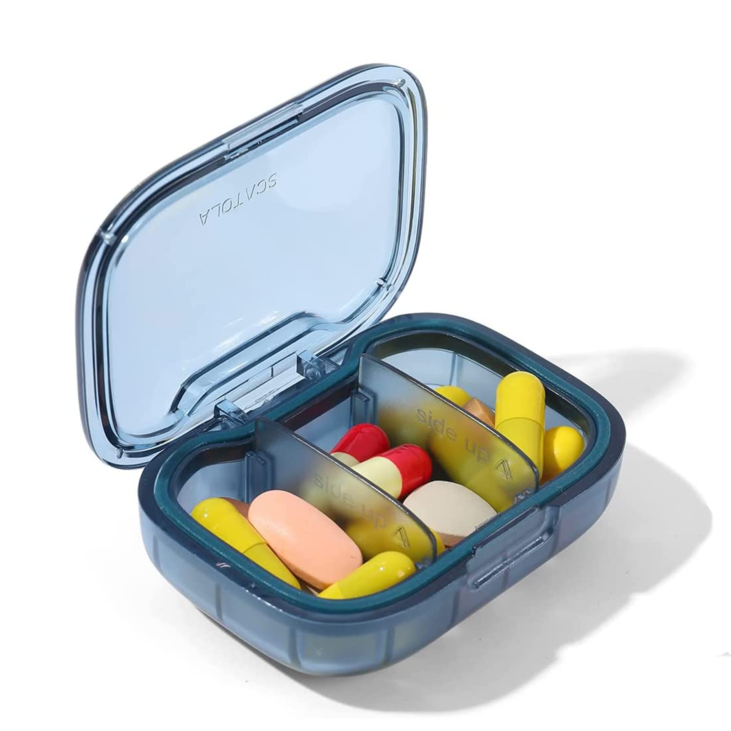 Photo 1 of KANGYAN 3 Compartment Pill Box, Moisture Proof Pill Case, Travel Pill Organizer for Pocket Purse, Daily Portable Medicine Vitamin Box, Fish Oil Box, Supplement Box