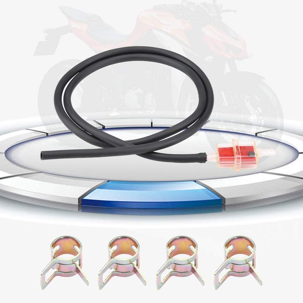 Magnetic Fuel Filter square, 6mm 1/4 inch Motorcycle Fuel Filter Gas Line Clamp Set Hose Kit - Image 3