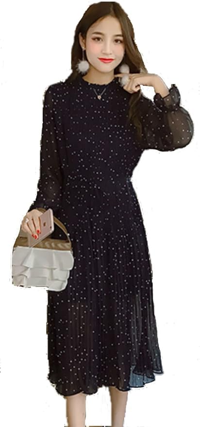 Amazon エターナルワン ドット柄 シースルー ワンピース シフォン 水玉 トレンド 黒 リゾート 長袖 服 ファッション小物 通販