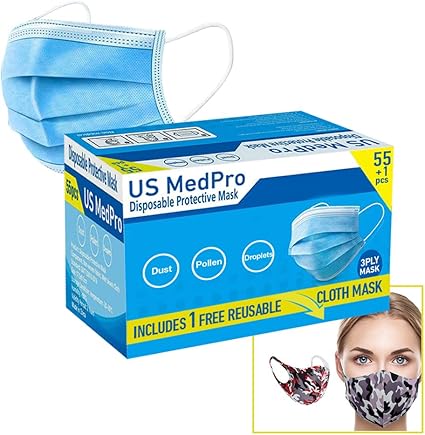Download Free Amazon Com 1 Reusable 55 Pack Disposable Face Mask Office Industrial 3 Ply Layer Filter System With Earloops Outdoor Facial Protection Packed In 11 Individual Packs Of 5 Health Personal Care PSD Mockup Template