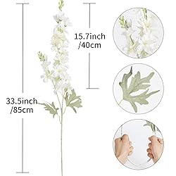 ICBOX 8PCS White Delphinium Artificial Flowers