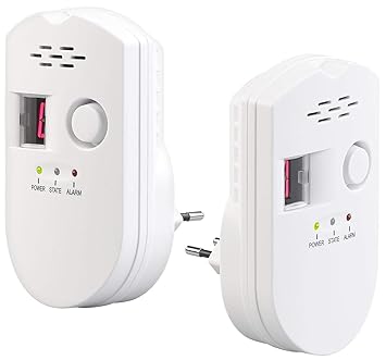 VisorTech Gasmelder Wohnwagen: 2er-Set Steckdosen-Multi-Gasmelder für Erdgas und Autogas, 85 dB (Gasalarm)