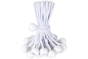 KINTKITA Ball Bungee Cord 6 Inch,White Bungee Ball for Tarp Tie Down Cords Heavy Duty for Outdoor Canopy,Tents, Cargo, Shelter, Gazebo with UV-Resistant (30 PCS)