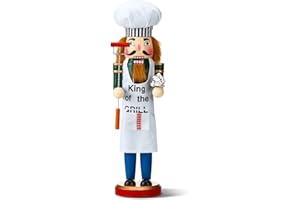 Karenhi Christmas Wooden Nutcracker 15 Inch Traditional Nutcracker Festive Christmas Decor for Xmas Party Shelves and Tables(Chef)