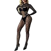 Leypafy Women Sexy Lingerie Bodysuit Fishnet Bodystocking Leopard Jumpsuit Rave Outfits One Piece Bodydoll Plus Size