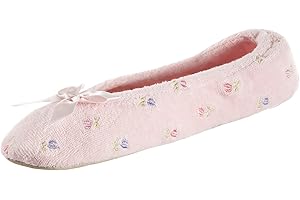 isotoner Women's Embroidered Terry Ballerina Slippers