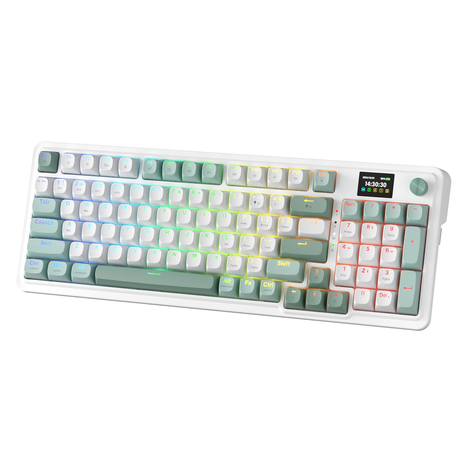 Redragon K719 PRO Wireless 95-Key Gasket Gaming Keyboard, TFT Screen & Knob | Easy-Control LED Info Display, 0-Delay Tri-Mode