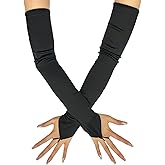 MASIKA Women's Black Long Gloves, Fingerless Gloves, Party, Opera, Evening Dress, Role Playing Accessories.