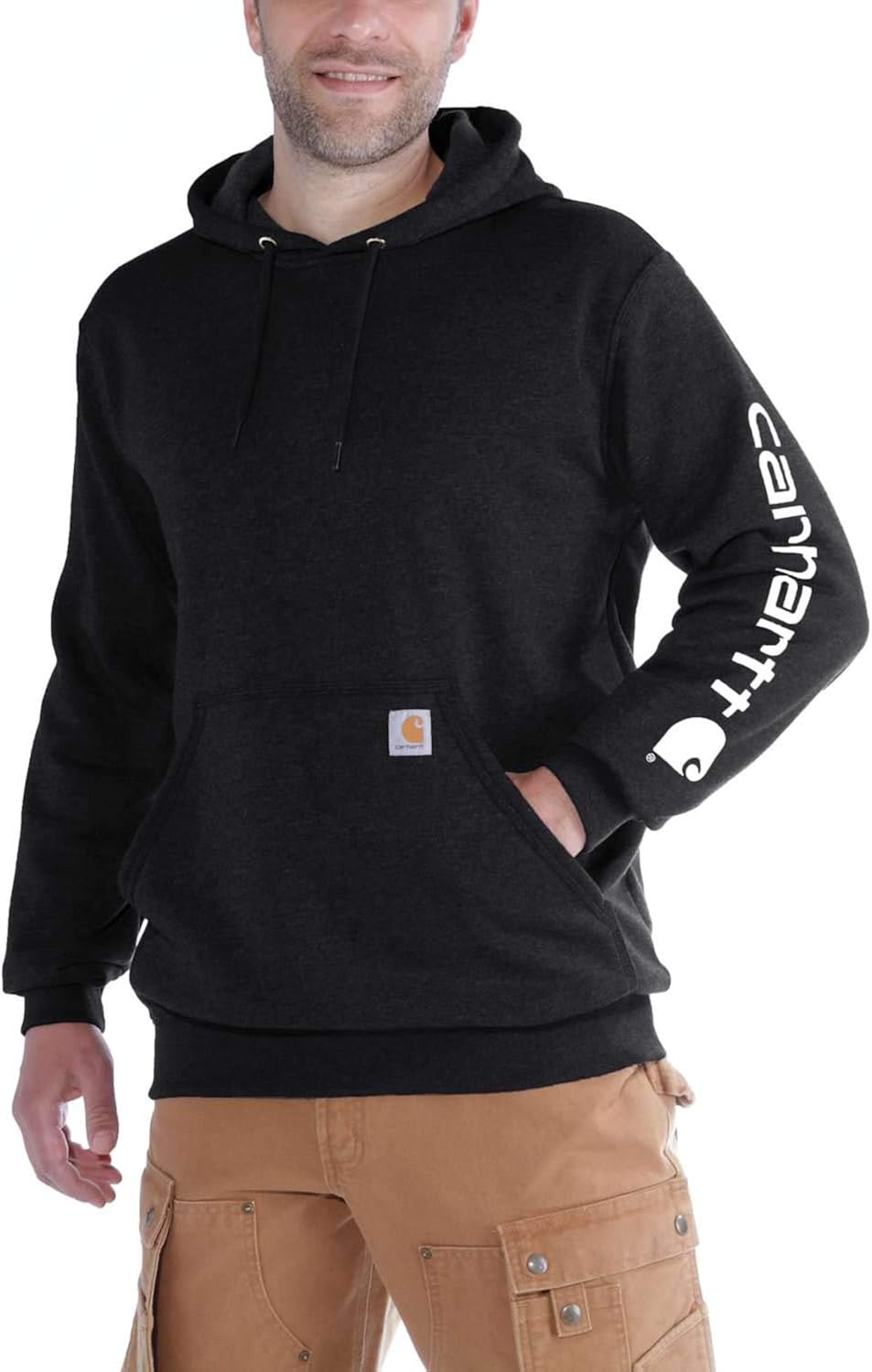 Carhartt Men's Midweight Sleeve Logo Hooded Sweatshirt (Regular and Big & Tall Sizes): Clothing