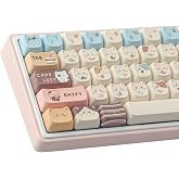 TYRIXKI PBT Keycaps 142 Keys Cute Keycaps Sea Salt Cat Keycap | Dye-Sublimation MAO Profile Custom Keycap for Cherry Gateron MX Switches Mechanical Keyboards