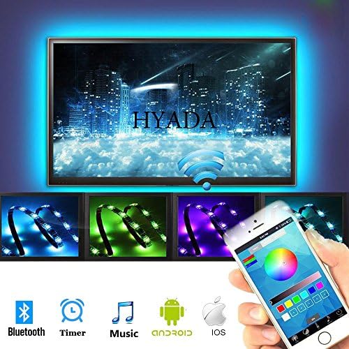5V USB Powered LED Lighting Strip TV Backlight Multi RGB Color with Android IOS Bluetooth Controller for 30”to 60" Flat Screen Monitor HDTV HYADA (79 inches 120 LEDs ,RGB Phone APP Remote)