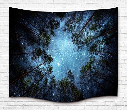 Tapestry Wall Hanging Tapestry Galaxy Tapestry Milky Way Tapestry Starry Tapestry Forest Starry Sky Tapestry Tree Tapestry Bedspread Throw Blanket Home Room Wall Decor (6050 inch, F04)