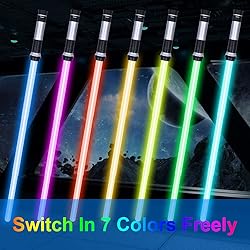 OSDUE Light Up Saber with Sound, 2 Pack 7 Colors