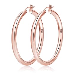 Thick Rose Gold Hoop Earrings For Women Sterling