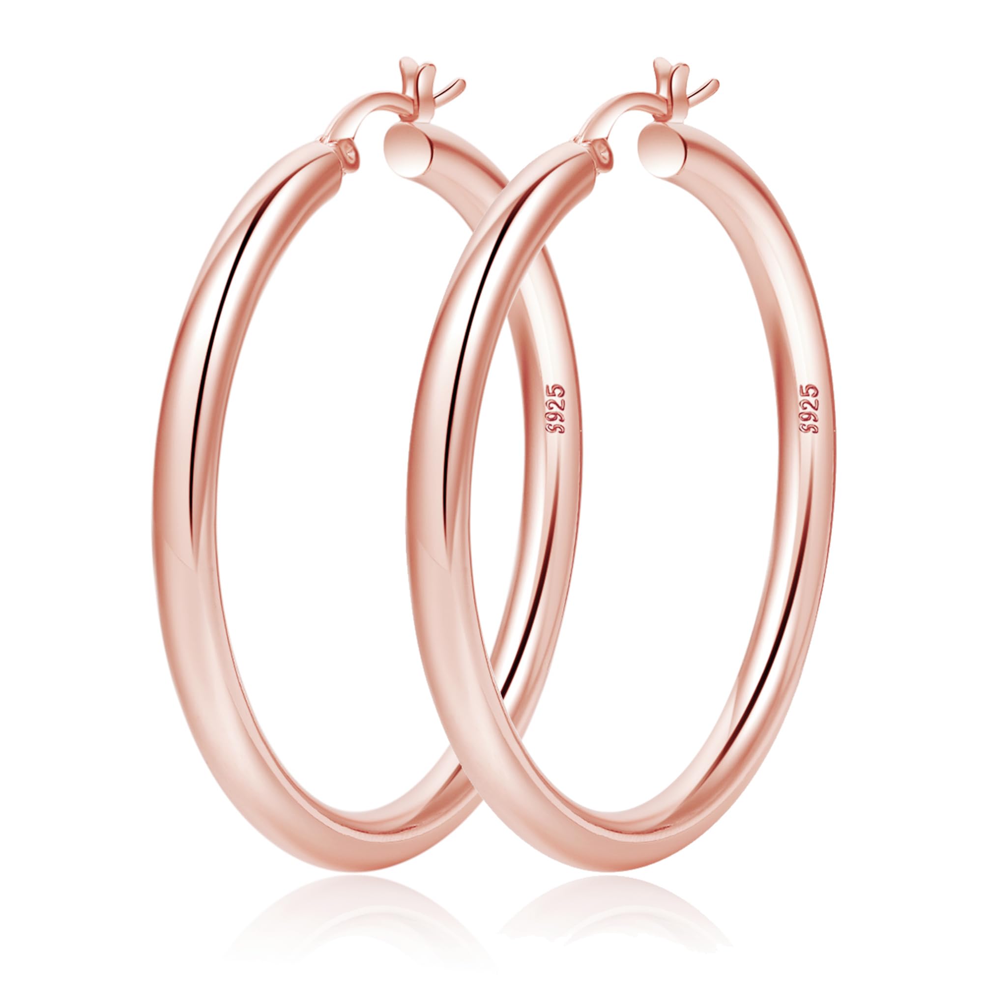 Thick Rose Gold Hoop Earrings For Women Sterling