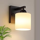 Mecgirn Matte Black Milk Glass Wall Sconces, 1 Pack Hardwired Indoor Wall Light Fixtures for Living Room, Hallway, Bedroom, C
