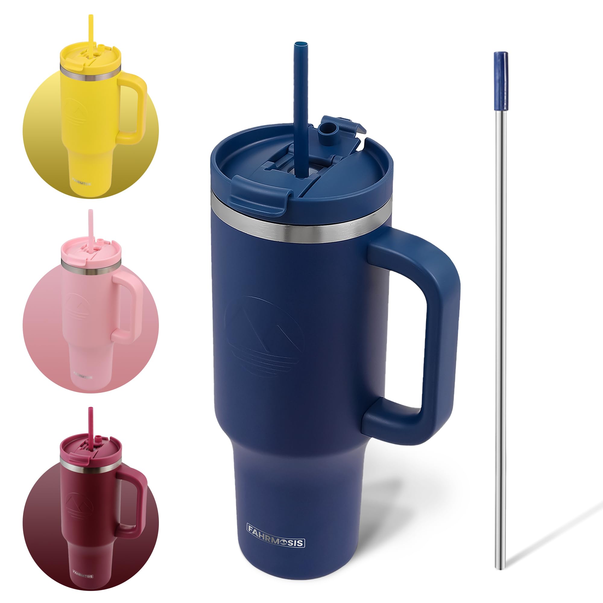 FAHRMOSIS 40 Oz Tumbler with Handle and Straw